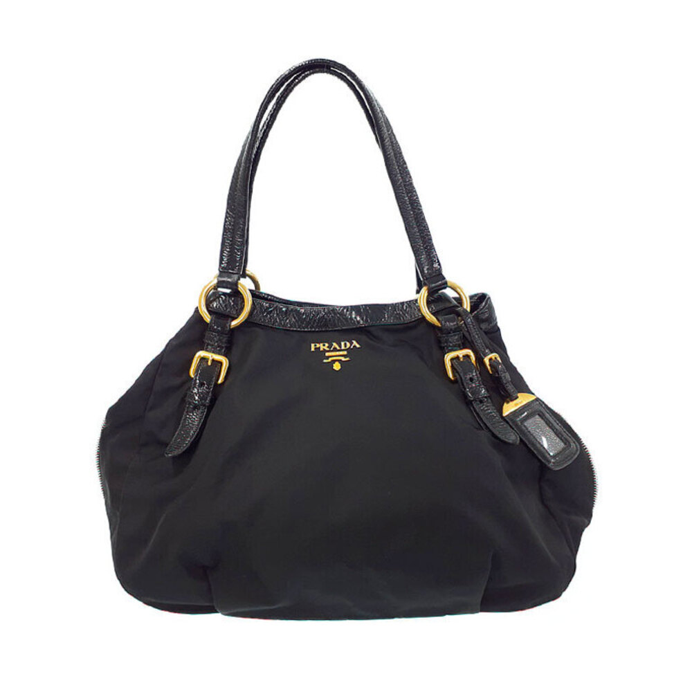 Prada Tessuto leather Shoulder trimmed patent Black tote bag - Picture 2 of 9
